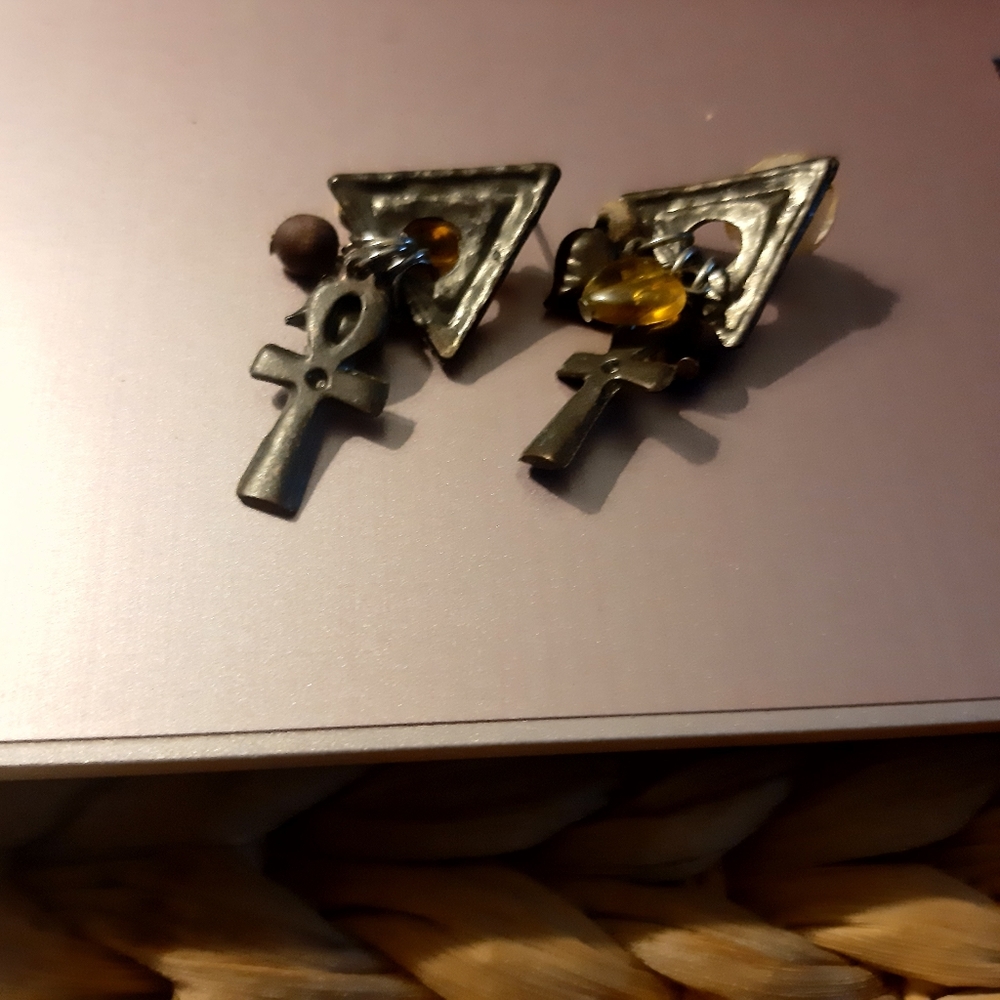 2" ANKH BOHO DANGLE EARRINGS - Picture 2 of 6